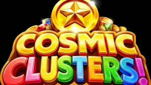 Interface vibrante do slot Cosmic Clusters com tema espacial e neon