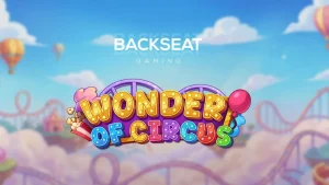 Interface do slot Wonder of Circus com elementos de circo e luzes neon